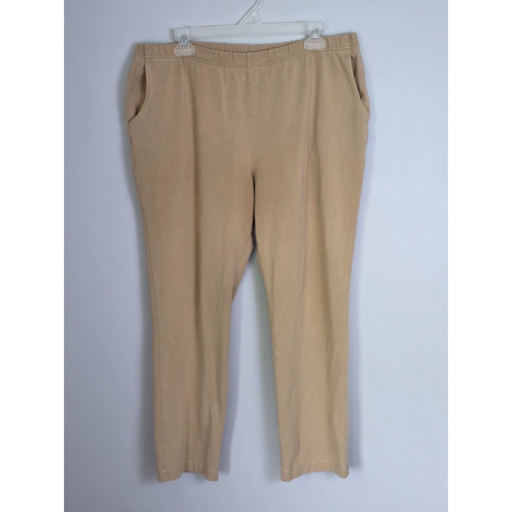 L.L. Bean Women's Jersey Pants‎ Size L Beige Tan Perfect Fit Straight Pull-On